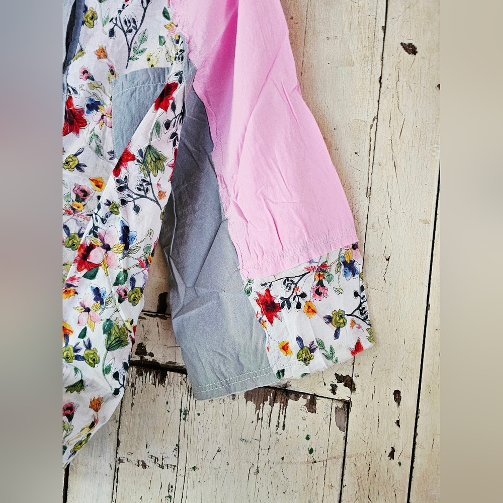 New Pol Patchwork Button Down Shirt Boho Floral S… - image 6
